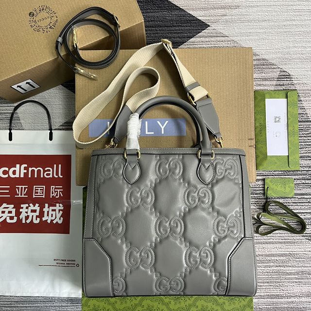 GG original matelasse leather medium tote bag 728236 grey