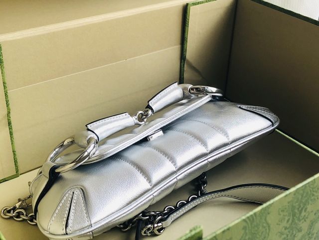 GG original calfskin horsebit chain small shoulder bag 764339 silver