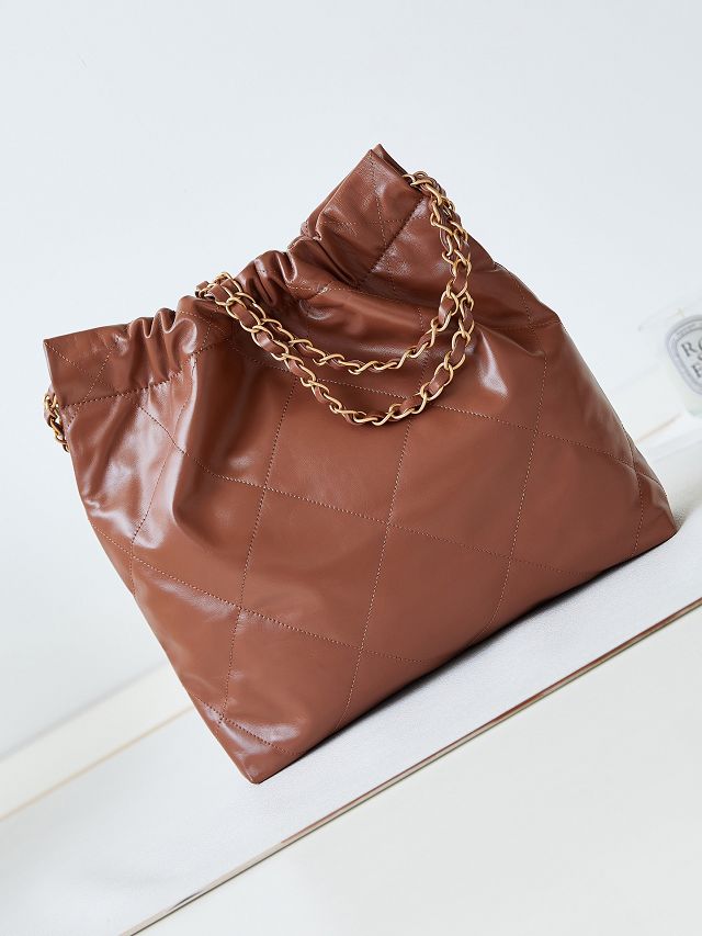 2024 CC original calfskin 22 small handbag AS3260 caramel