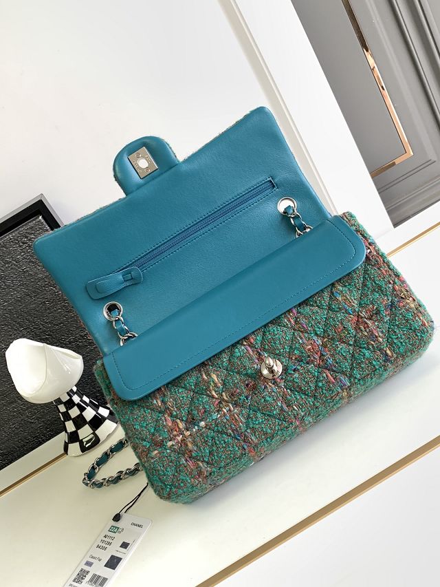 CC original tweed medium flap bag A01112 green