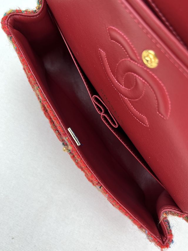 CC original tweed medium flap bag A01112 red