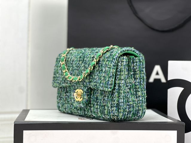 CC original tweed mini flap bag A69900 green