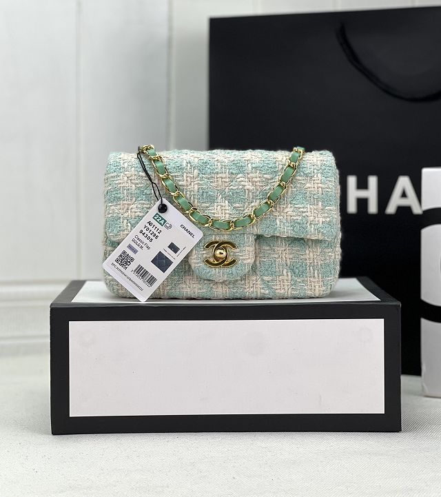 CC original tweed mini flap bag A69900 light green