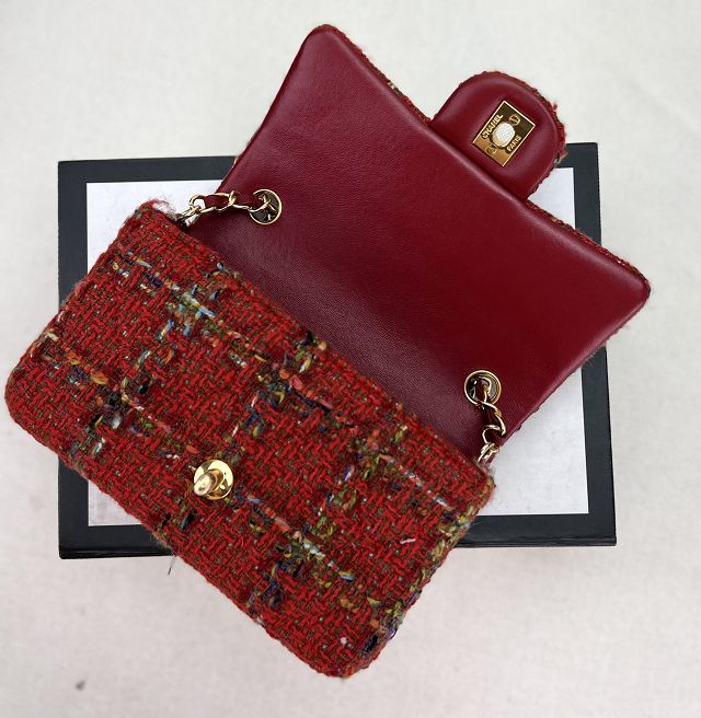 CC original tweed mini flap bag A69900 red