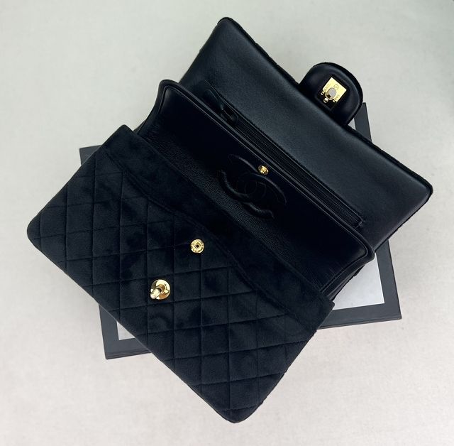 CC original velvet medium flap bag A01112 black