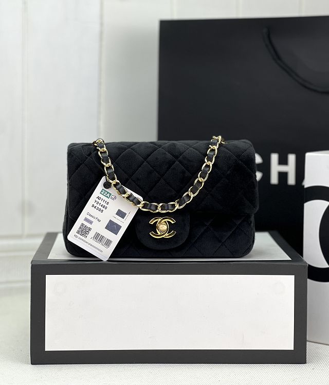 CC original velvet mini flap bag A69900 black