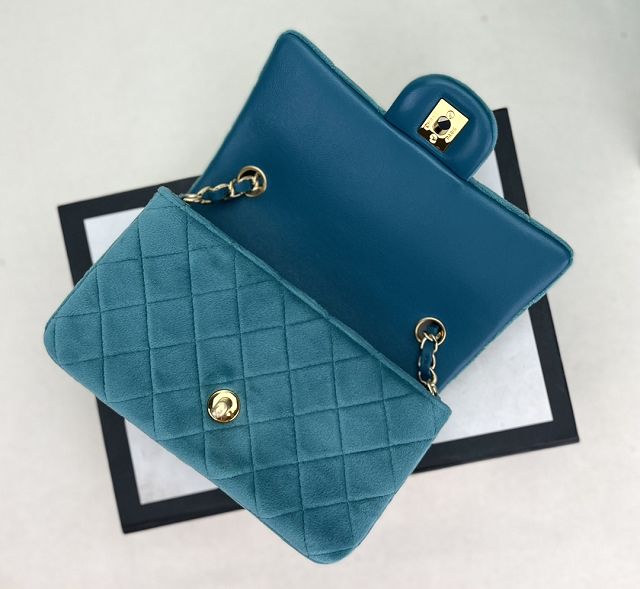 CC original velvet mini flap bag A69900 blue