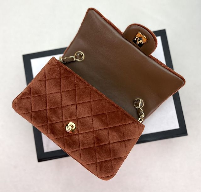 CC original velvet mini flap bag A69900 brown