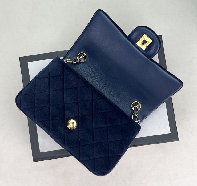 CC original velvet mini flap bag A69900 navy blue