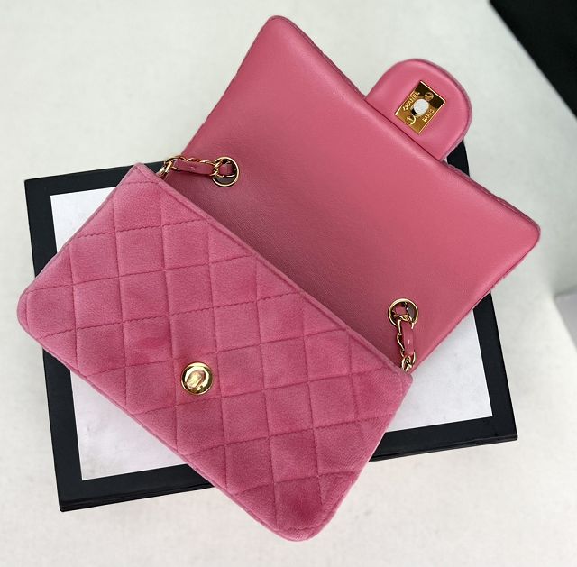 CC original velvet mini flap bag A69900 pink