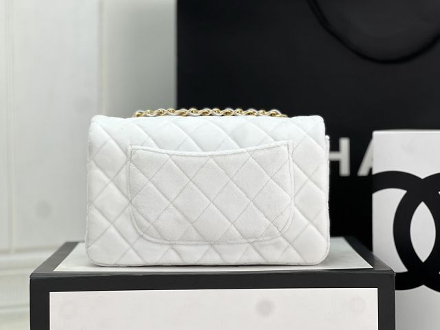 CC original velvet mini flap bag A69900 white