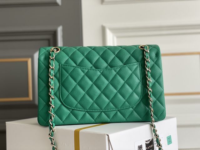 CC original grained calfskin medium flap bag A01112 green