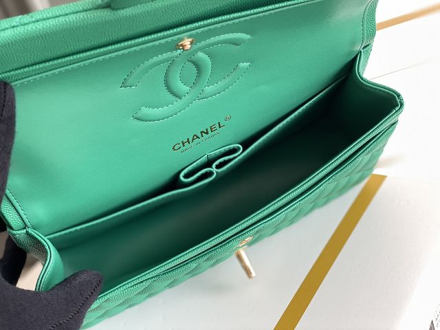 CC original grained calfskin medium flap bag A01112 green