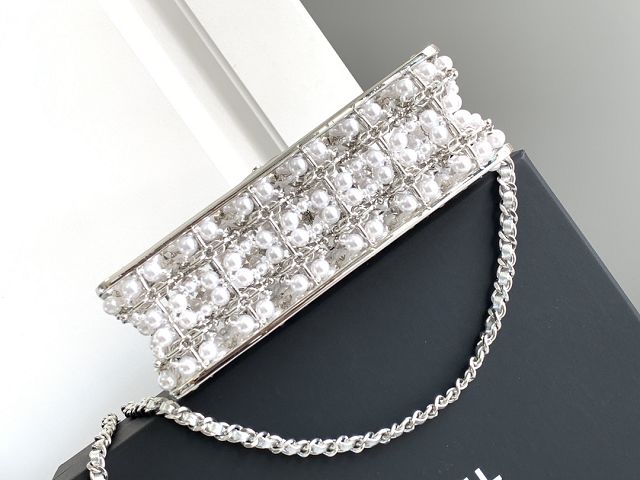 CC original metal&pearl evening bag AS4589 silver