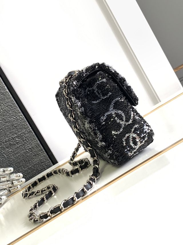 CC original sequins small flap bag AS4297 black