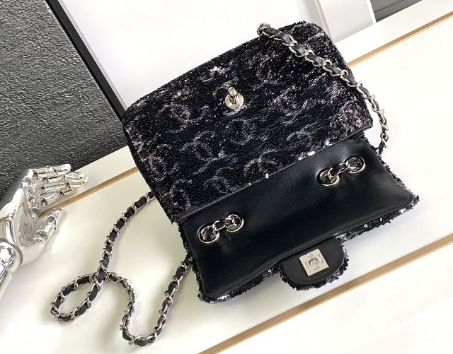 CC original sequins small flap bag AS4297 black