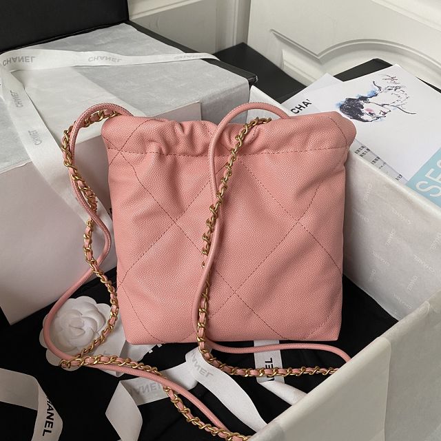 2024 CC original grained calfskin 22 mini handbag AS3980 pink