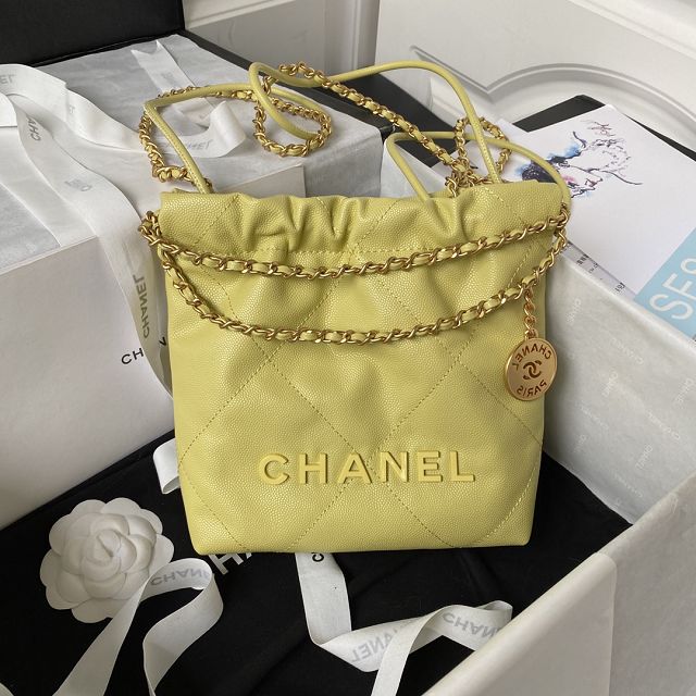 2024 CC original grained calfskin 22 mini handbag AS3980 yellow