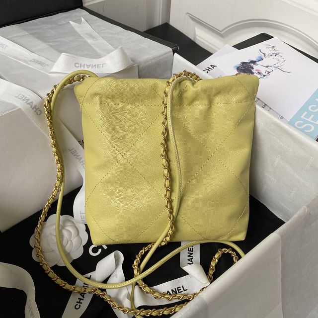 2024 CC original grained calfskin 22 mini handbag AS3980 yellow