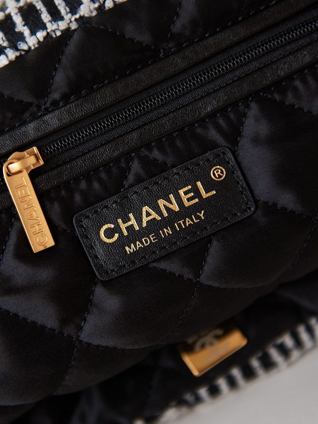 2024 CC original cashmere jacquard 22 small handbag AS3260 black&white