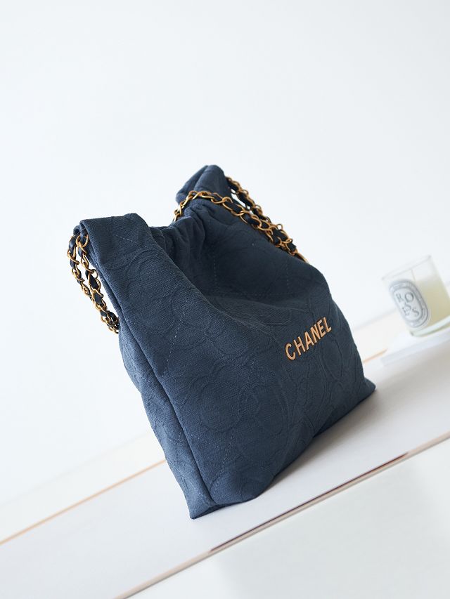 2024 CC original cashmere jacquard 22 small handbag AS3260 blue