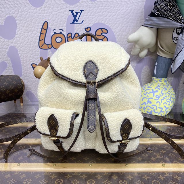 2024 Louis vuitton original shearling backpack M23384 white