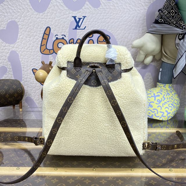 2024 Louis vuitton original shearling backpack M23384 white