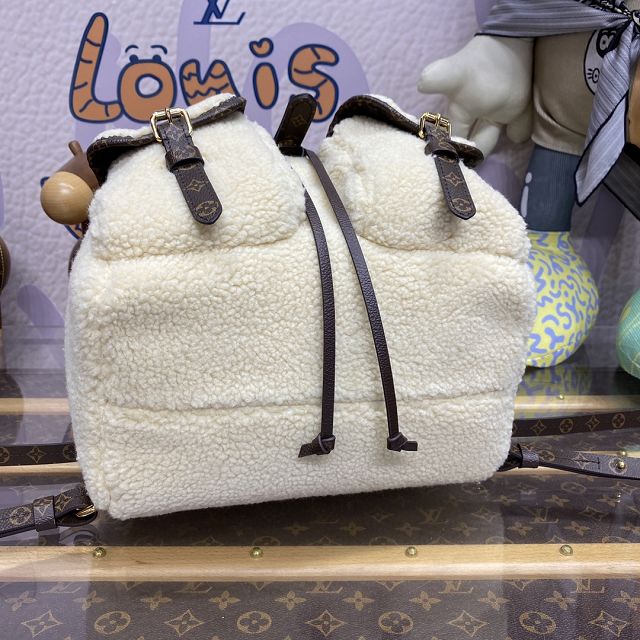 2024 Louis vuitton original shearling backpack M23384 white