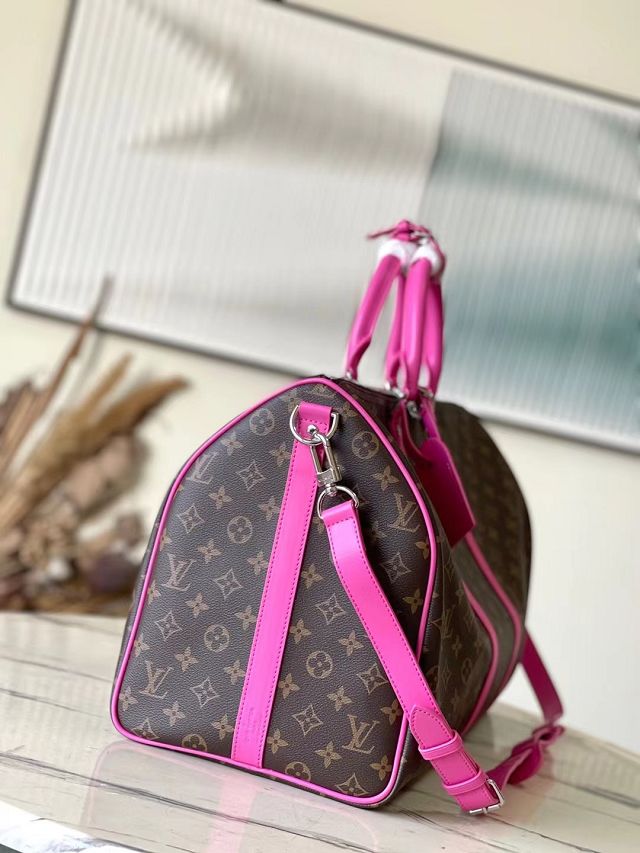 Louis vuitton original monogram canvas keepall 50 M46773 rose red