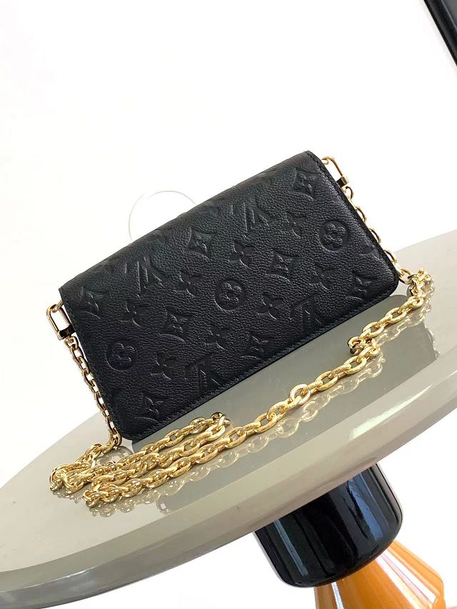 2024 Louis vuitton original calfskin wallet on chain metis M82637 black