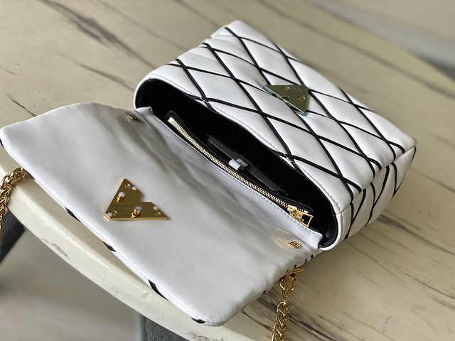 Louis vuitton original lambskin GO-14 medium handbag M22890 white