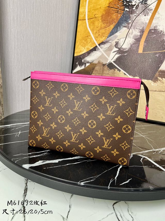 Louis vuitton original monogram canvas voyage pochette M82858 rose red