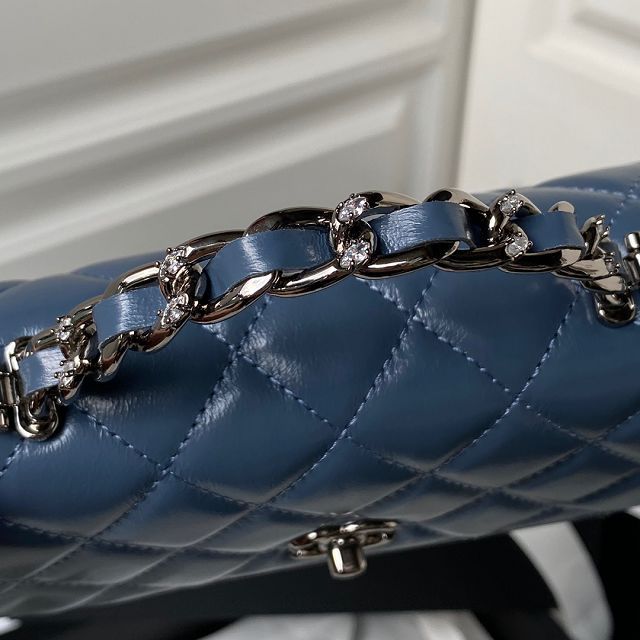 CC original crumpled calfskin clutch with chain AP3566 navy blue