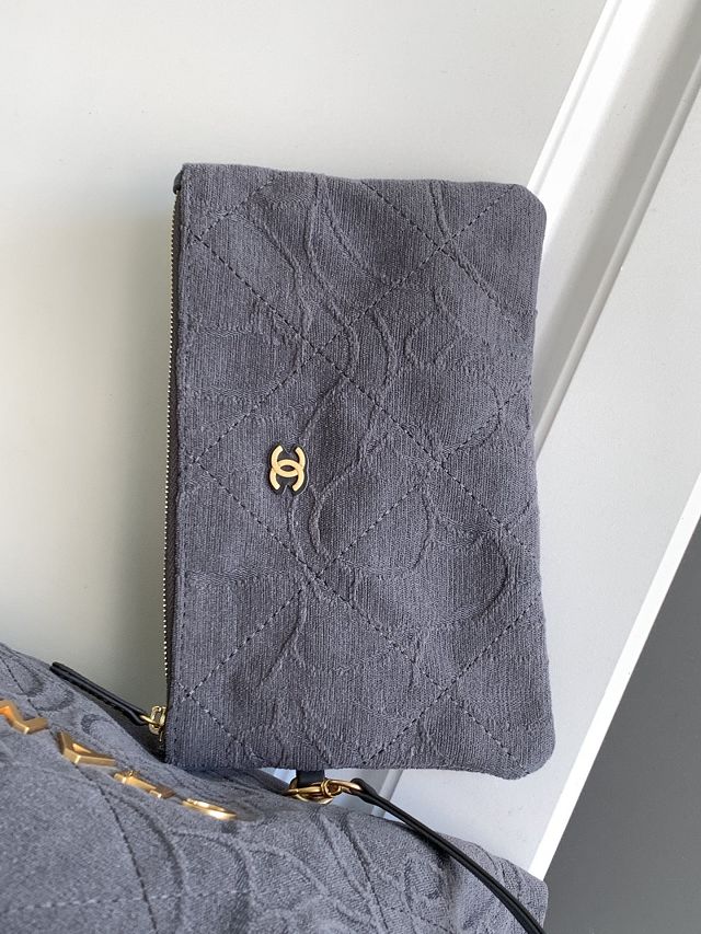 2024 CC original cashmere jacquard 22 small handbag AS3260 grey