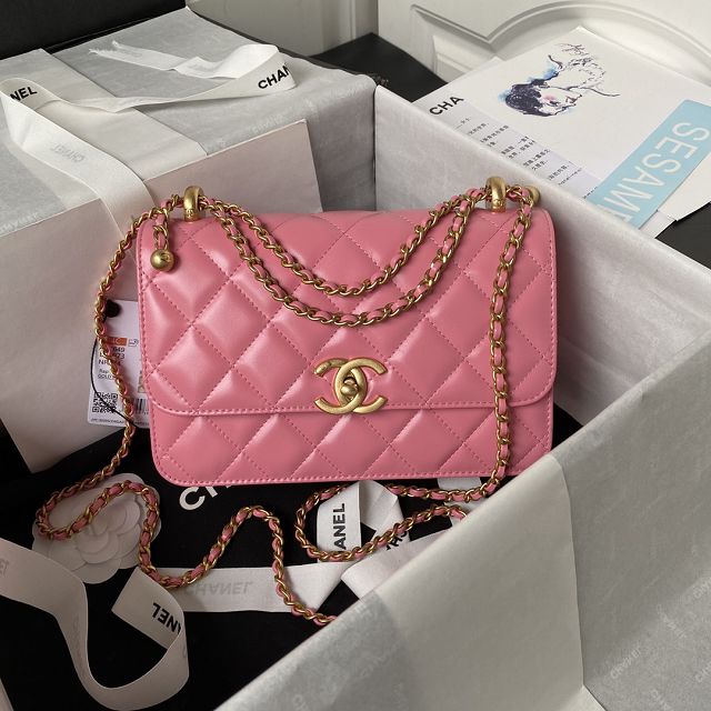 2024 CC original calfskin flap bag AS2649 pink