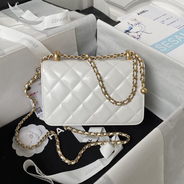 2024 CC original calfskin mini flap bag AS2615 white