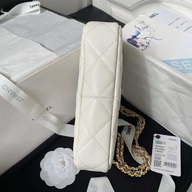 2024 CC original grained calfskin small flap bag AS4597 white