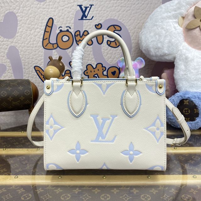 Louis vuitton original calfskin onthego pm M45653 white&blue