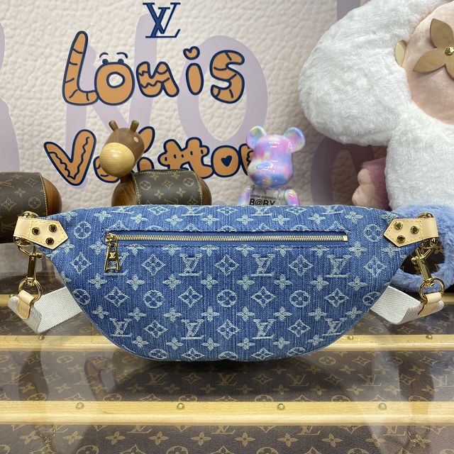 2024 Louis vuitton original denim bumbag M46837 blue