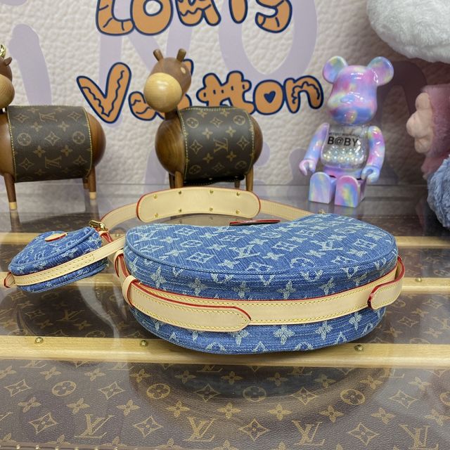 Louis vuitton original denim croissant MM handbag M46856 blue