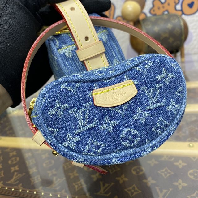 Louis vuitton original denim croissant MM handbag M46856 blue