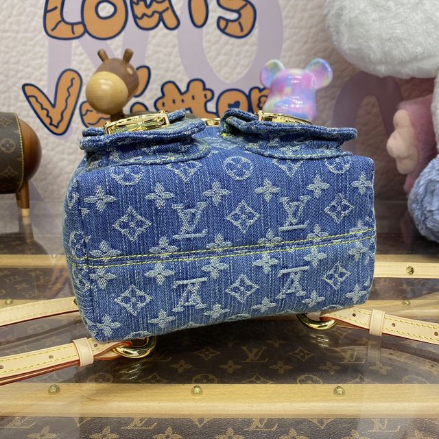 2024 Louis vuitton original denim mini backpack M46836 blue
