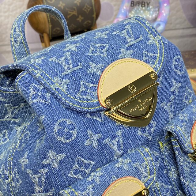 2024 Louis vuitton original denim mini backpack M46836 blue