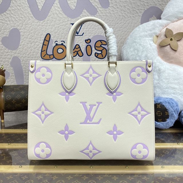 Louis vuitton original calfskin onthego mm M45595 white&purple