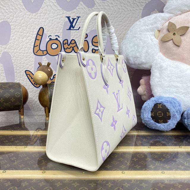 Louis vuitton original calfskin onthego mm M45595 white&purple