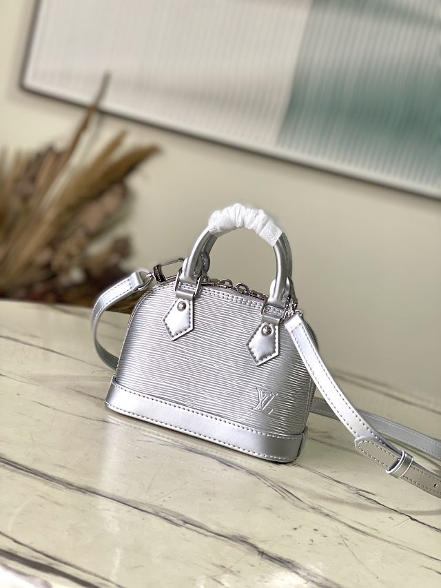 Louis vuitton original epi leather nano alma M82411 silver