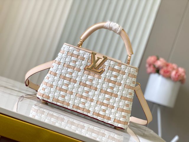 Louis vuitton original tweed capucines BB handbag M21103 apricot