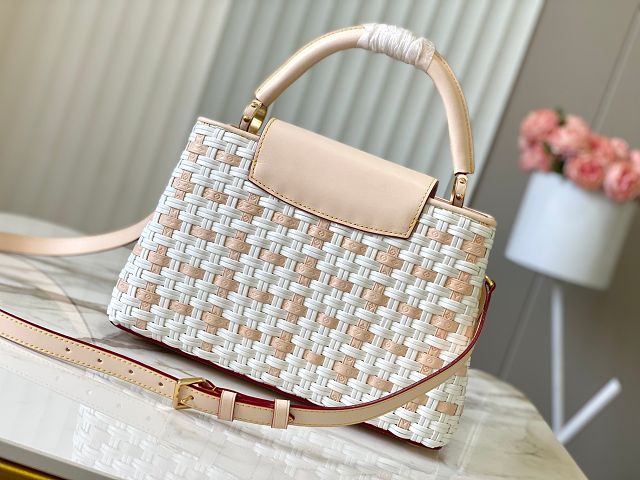 Louis vuitton original tweed capucines mm handbag M21652 apricot