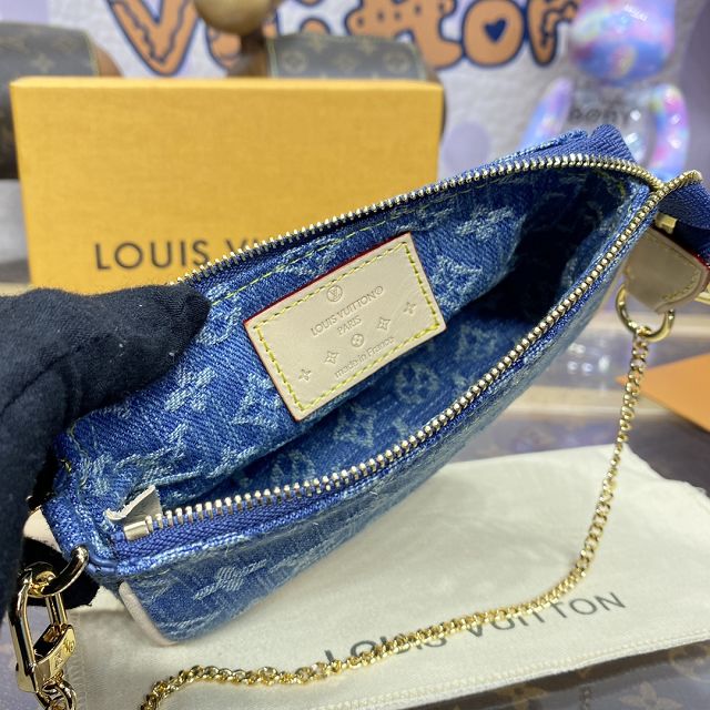 Louis vuitton original denim mini pochette M82960 blue