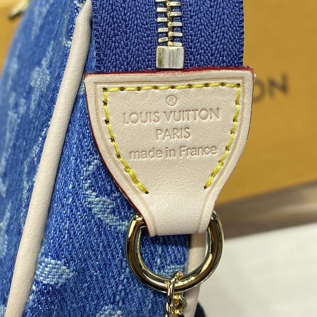 Louis vuitton original denim mini pochette M82960 blue